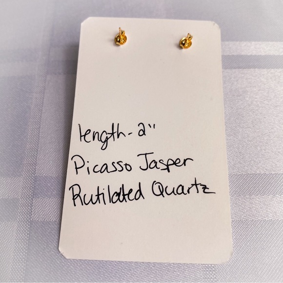 Picasso Jasper & Rutilated Quartz Earrings - Picture 3 of 3